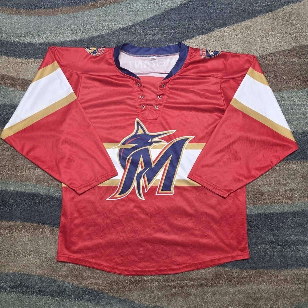 Miami Marlins Promotional Florida Panthers Hockey Jersey MLB NHL Youth Size XL